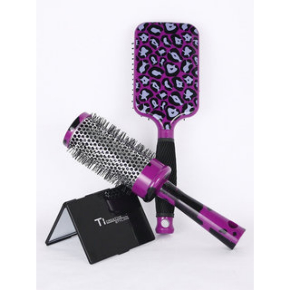 NWT Ti Creative Styling Leopard Print Brush Set